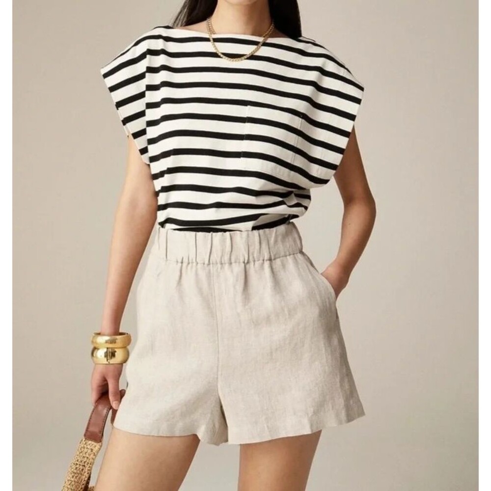 NEW J CREW Boatneck Stripe Muscle T-Shirt Women XXS BY402 Nautical Preppy Knit